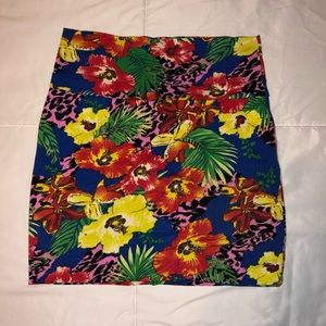 Tropical Print Bodycon Mini Skirt